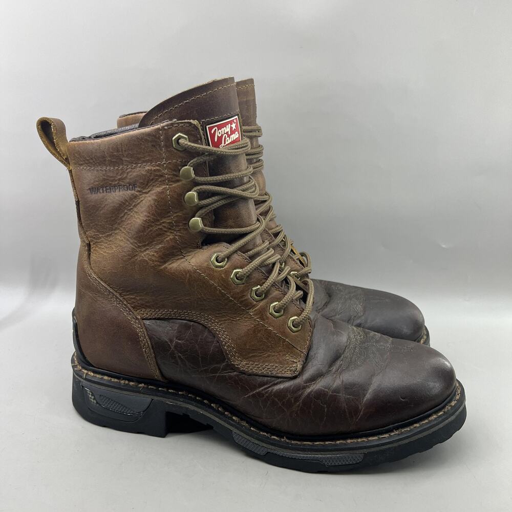 Tony Lama TLX Work Boots Men Size 11 D Brown Waterproof Slip Resistant Shoes